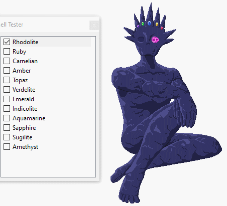 The different gem color options and head positions for the freeshell Ancient Gem.