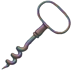 Corkscrew shell with rainbow iridescent effect.