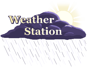 Weather Station's thumbnail. A cloud with rain, and a sun with sunbeams behind it.